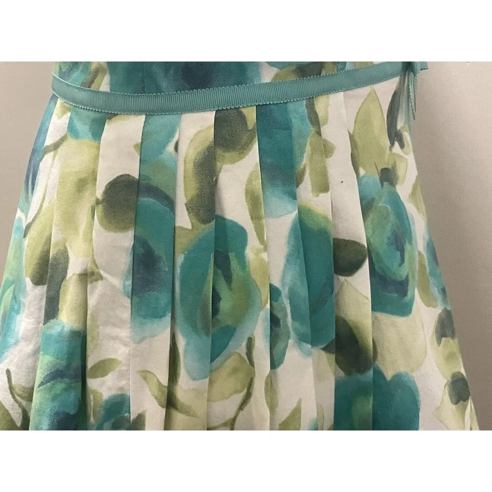 SARA CAMPBELL Vintage 90's Romantic Watercolor Floral Summer Fit & Flare Dress 6